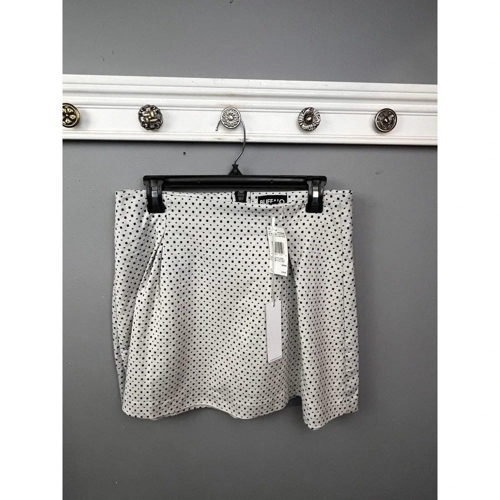 Buffalo Skirt Womens Medium White Black Cutty Geometric Mini Zip Back Skater
